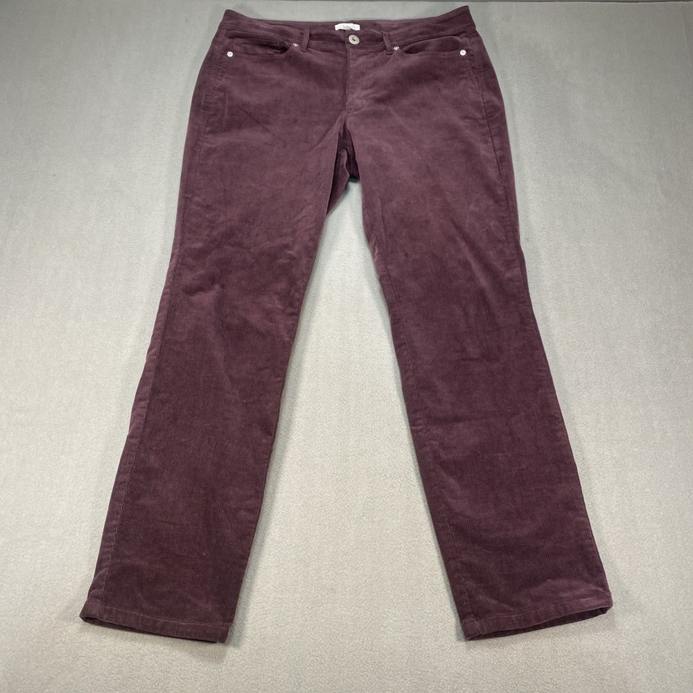 J. Jill Plum Corduroy Pants Straight Leg Mid Rise Women's Size 10 Stretch